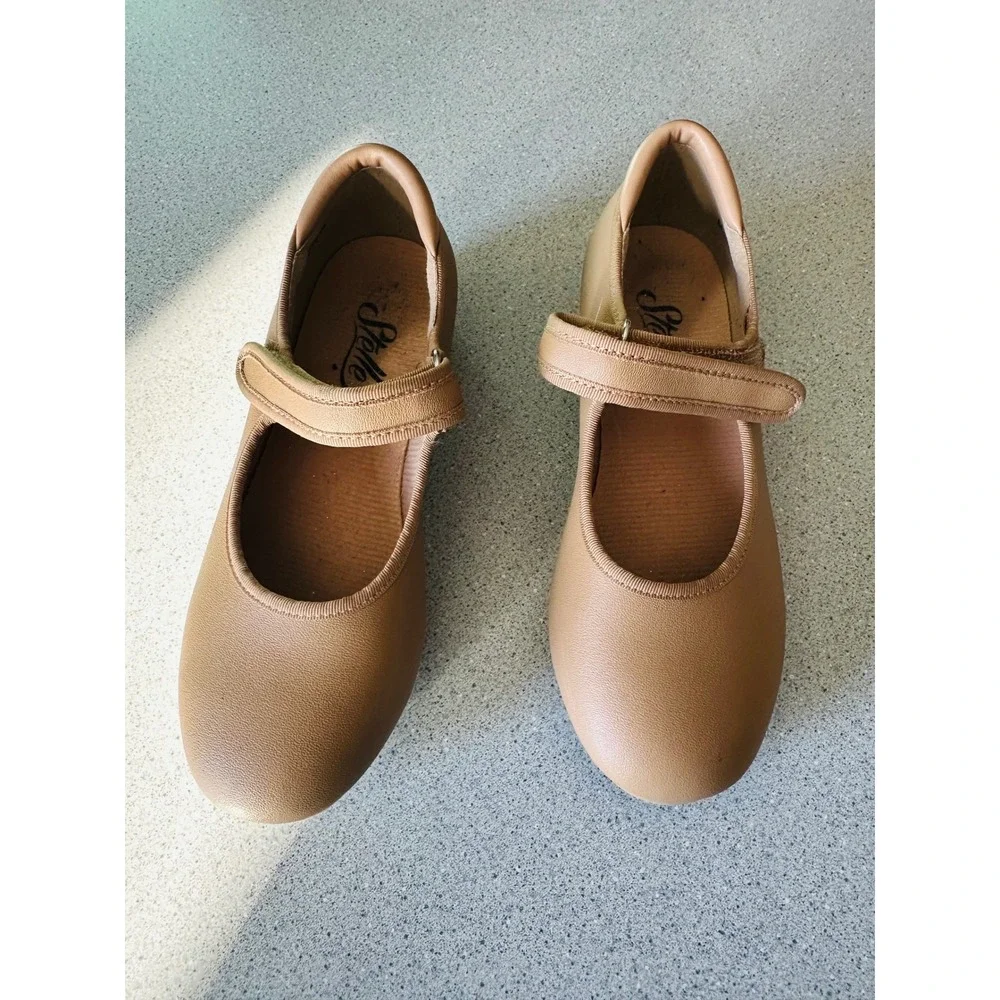 Stella Tap Shoes Child Size 1ML Tan PU Leather Mary Jane Strap‎